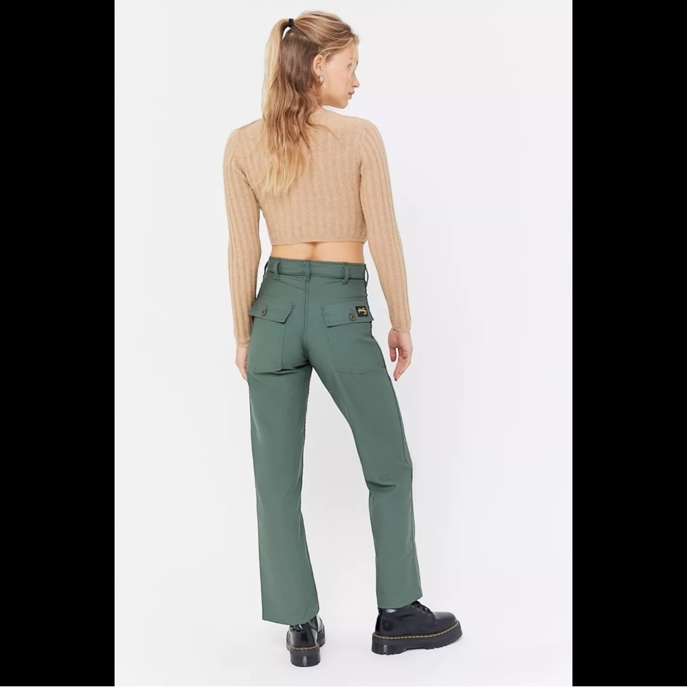 High-Rise Green Utility Wide-Leg Pants